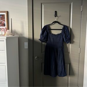 Boden | Smocked Bodice Mini Dress in Navy
